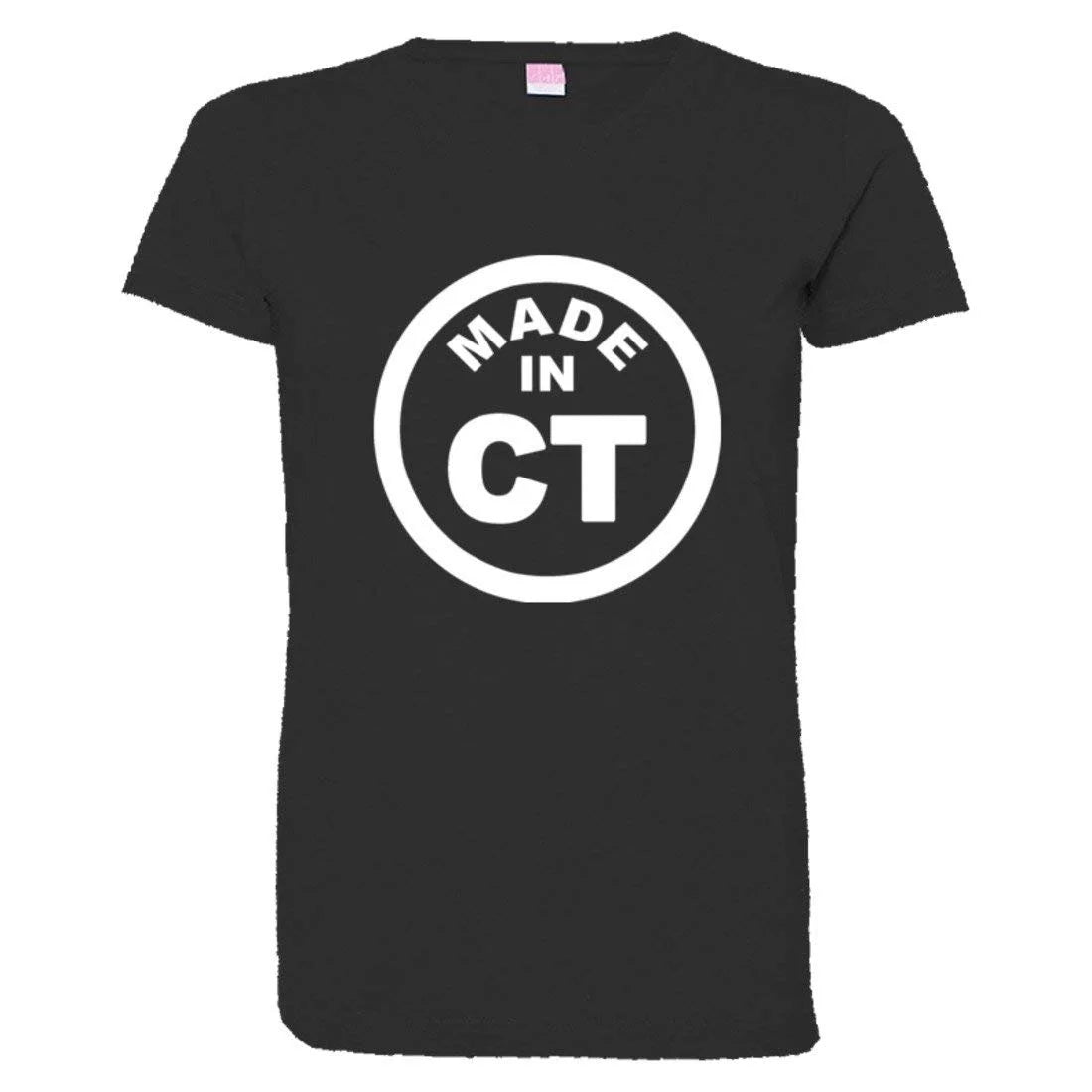 PleaseMeTees? Womens From Born Made In Connecticut CT Logo Label HQ Tee