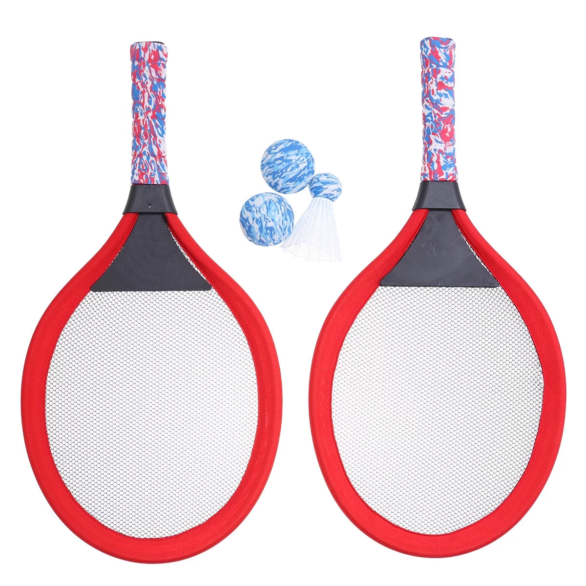 1 Pair Children's Tennis Racket Kids Palying Badminton Oval Rackets Game Props for Kindergarten Primary School Outdoor Sports (Red)