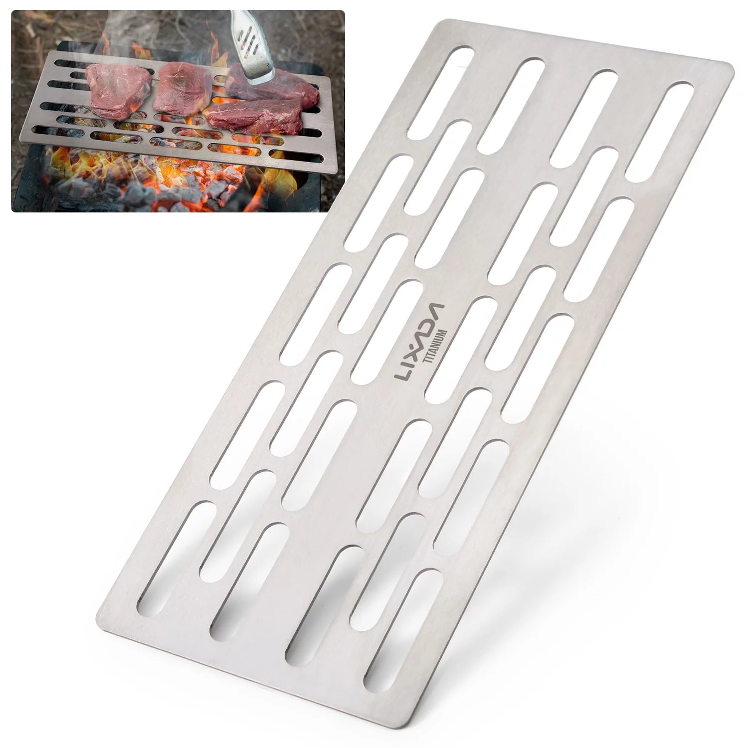 Lixada Portable Outdoor BBQ Grill Titanium Plate Lightweight for Camping Hiking Backpacking Picnic Backyard Use
