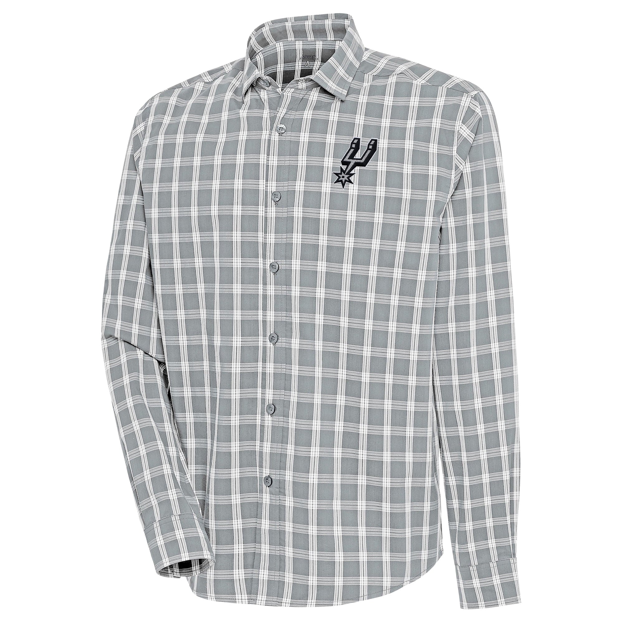 Men's Antigua  Heather Gray San Antonio Spurs Carry Long Sleeve Button-Up Shirt