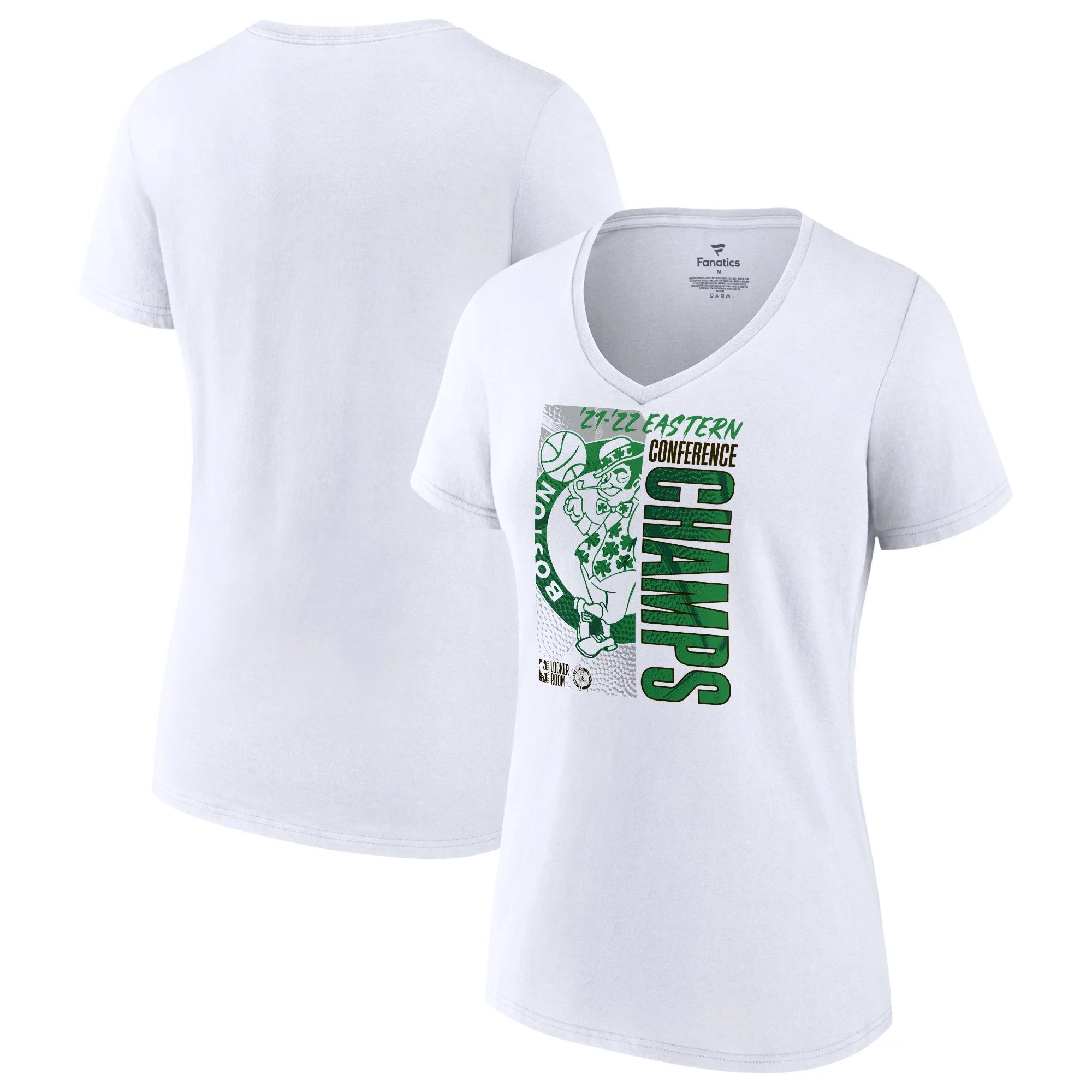 Women's Fanatics Branded White Boston Celtics 2022 Eastern Conference Champions Locker Room V-Neck T-Shirt