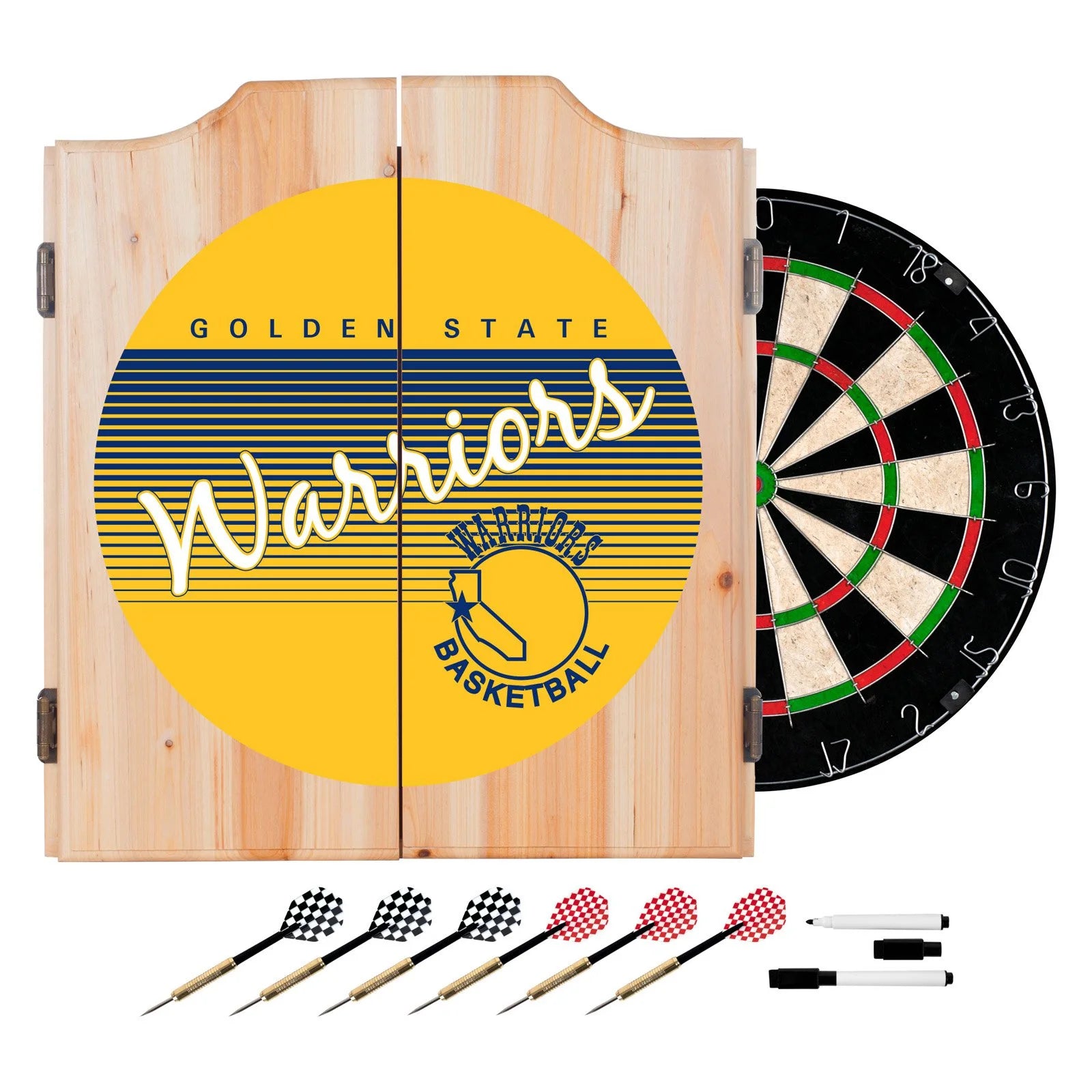 Golden State Warrior Hardwood Classics NBA Wood Dart Cabinet