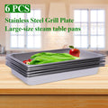 TFCFL 6 PCS BBQ Platters Large Stainless Steel Grill Plate Restaurant Use Table Pans