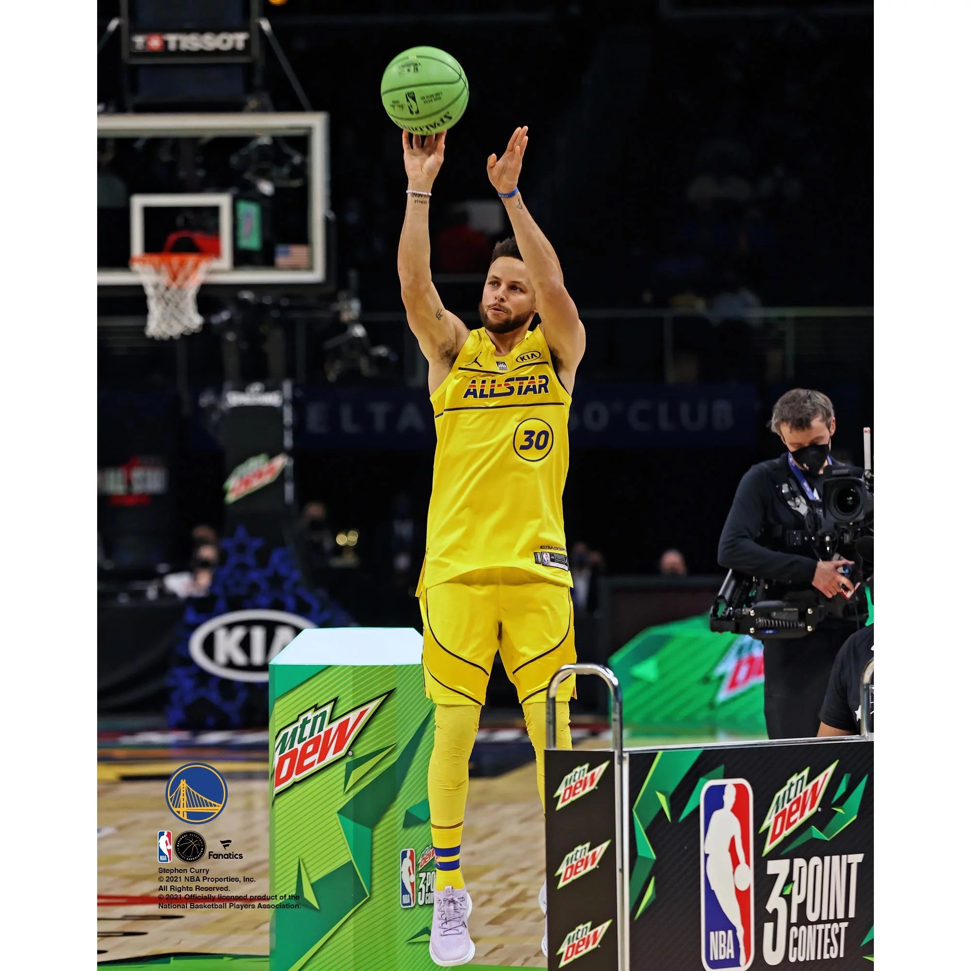 Stephen Curry Golden State Warriors Unsigned 2021 NBA Three-Point Competition Shooting Photograph