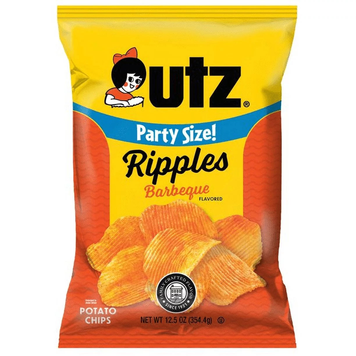Utz Ripples Barbeque Potato Chips, 4-Pack 12.5 oz. Party Size Bags