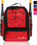 Athletico Youth Baseball T-Ball and Softball Equipment Gear Bag Holds Bat, Helmet and Glove, Fence Hook, Red