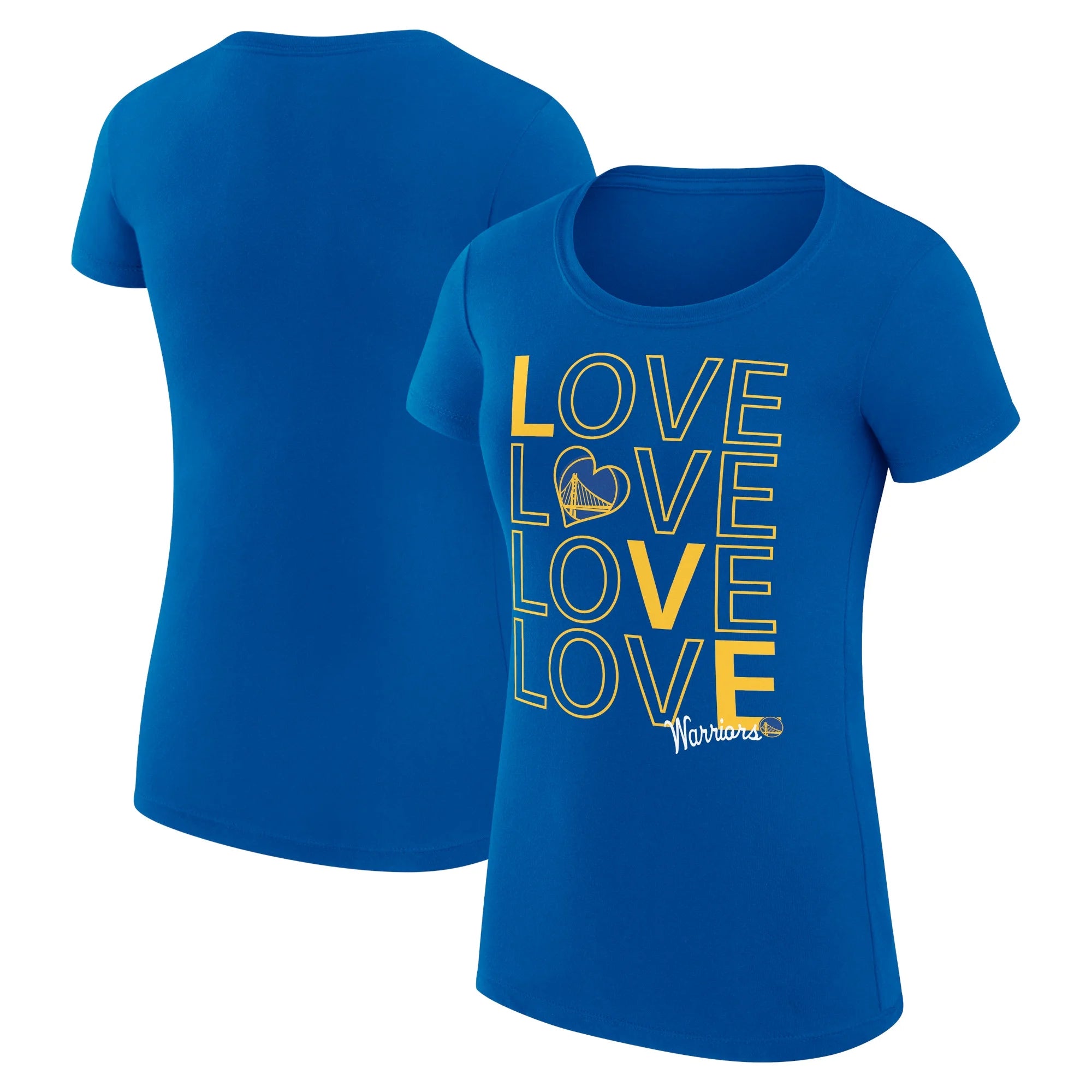 Women's G-III 4Her by Carl Banks Royal Golden State Warriors Basketball Love Fitted T-Shirt