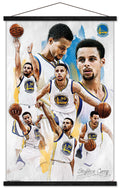 NBA Golden State Warriors - Stephen Curry 16 Wall Poster with Wooden Magnetic Frame, 22.375 x 34