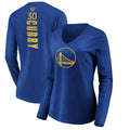 Women's Fanatics Branded Stephen Curry Royal Golden State Warriors Playmaker Name & Number Long Sleeve V-Neck T-Shirt