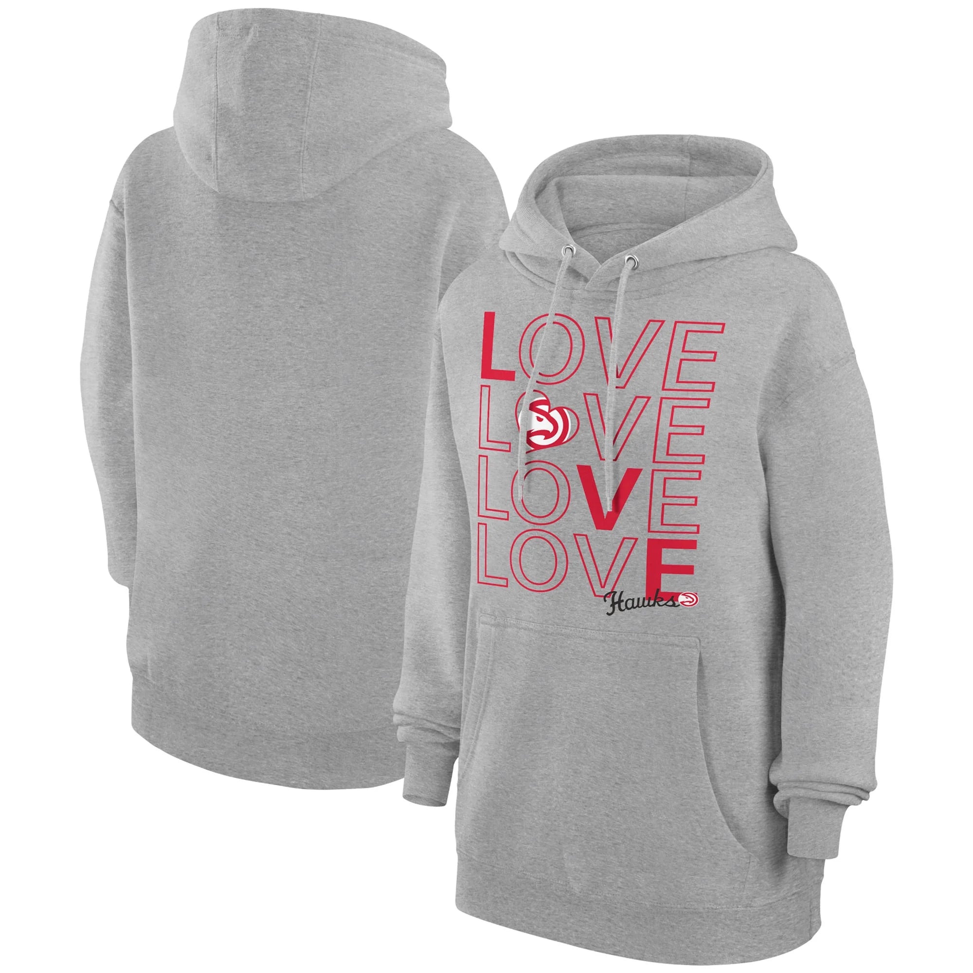 Women's G-III 4Her by Carl Banks  Heather Gray Atlanta Hawks Basketball Love Fleece Pullover Hoodie
