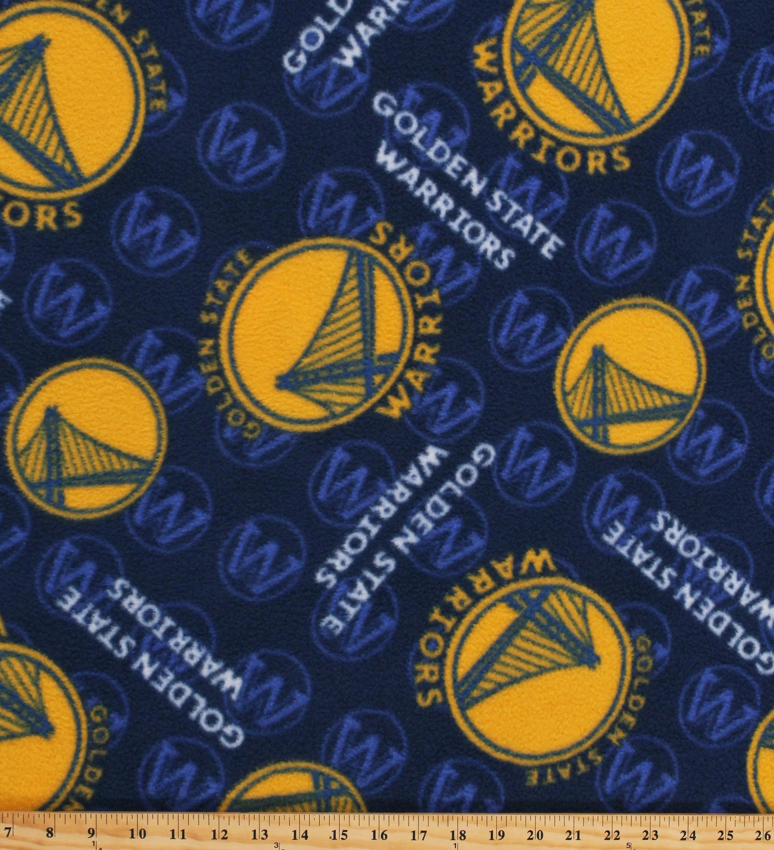 Fleece Fleece NBA Golden State Warriors Blue Pro Basketball Sports Team Fleece Fabric Print by the Yard (83GSW0002A)