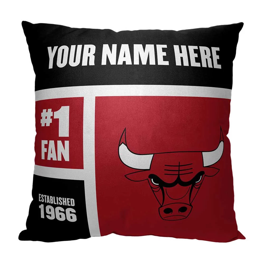 Chicago Bulls NBA Color Block Personalized 18 x 18 Pillow