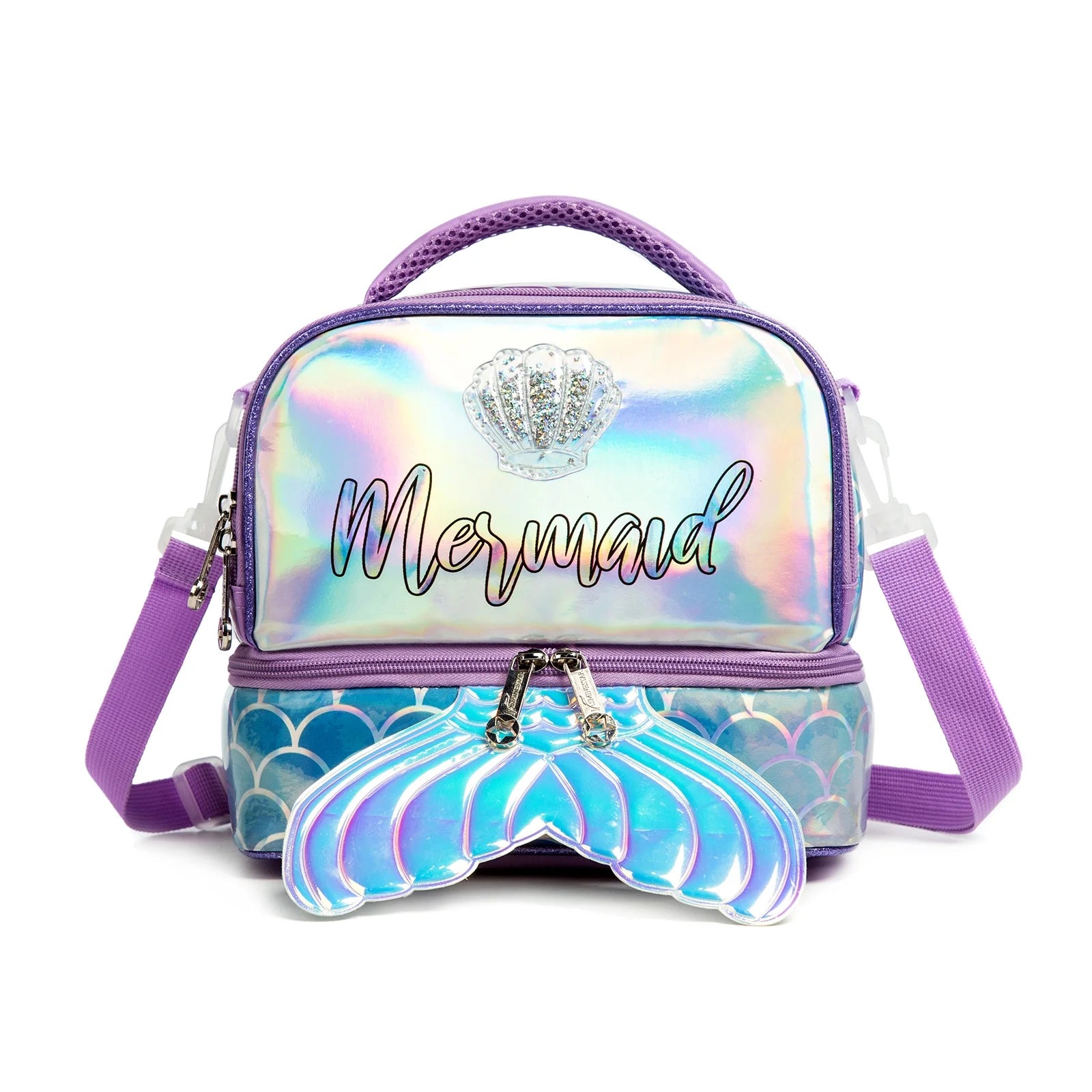 IvyH Insulated Lunch Bag for Kids,Reusable Double Deck Lunch Box Cooler Tote Bag,Sequin Cartoon Girls Boys Dual Lunch Bag for School Travel Picnic