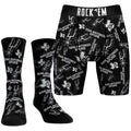 Men's Rock Em Socks Black San Antonio Spurs All-Over Logo Boxer Briefs & Crew Socks Combo Pack