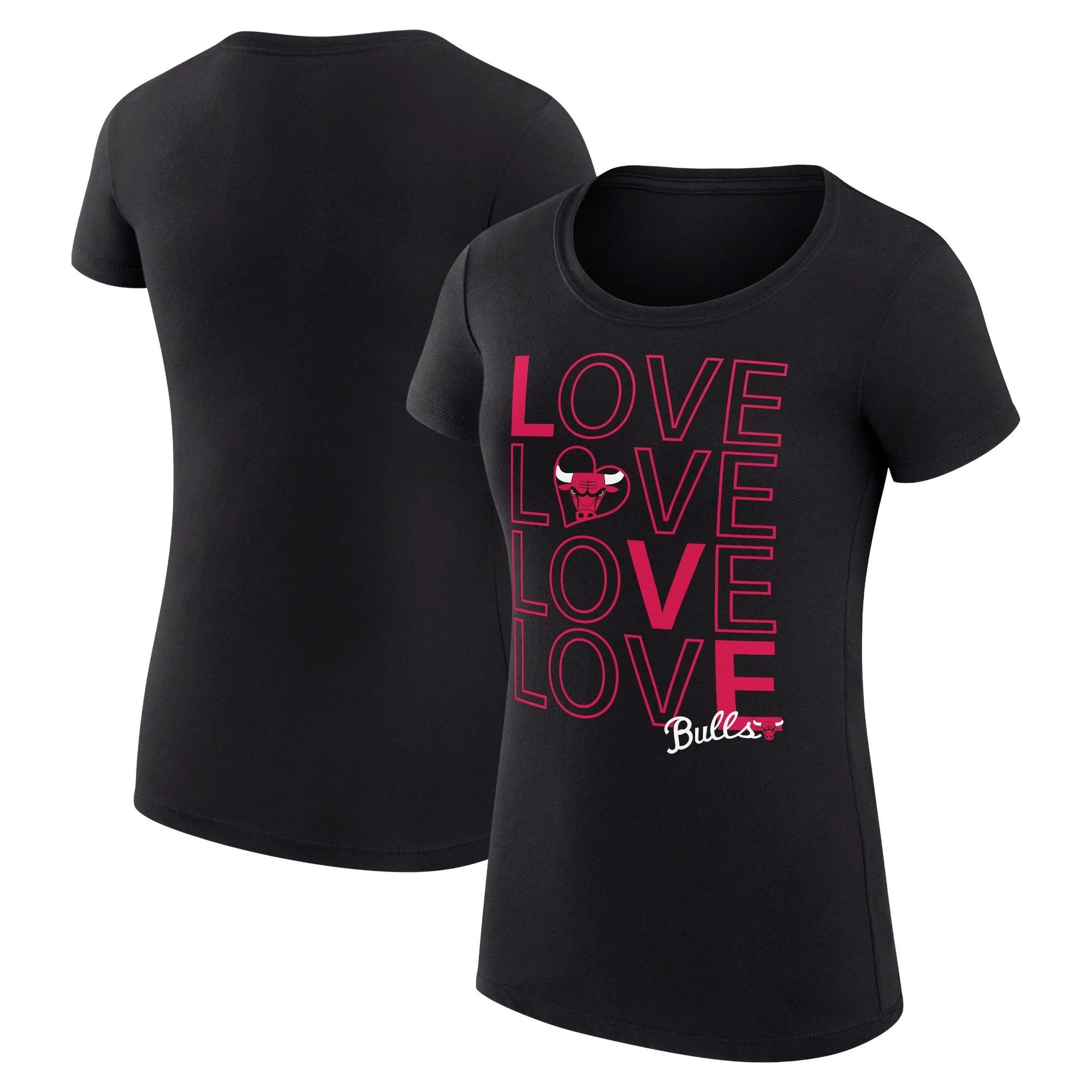 Women's G-III 4Her by Carl Banks Black Chicago Bulls Basketball Love Fitted T-Shirt