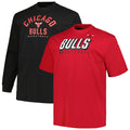 Men's Fanatics Branded Red/Black Chicago Bulls Big & Tall Short Sleeve & Long Sleeve T-Shirt Set