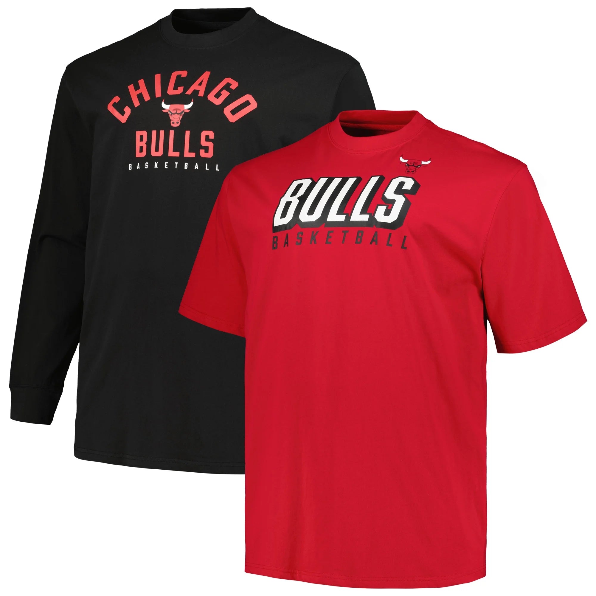 Men's Fanatics Branded Red/Black Chicago Bulls Big & Tall Short Sleeve & Long Sleeve T-Shirt Set