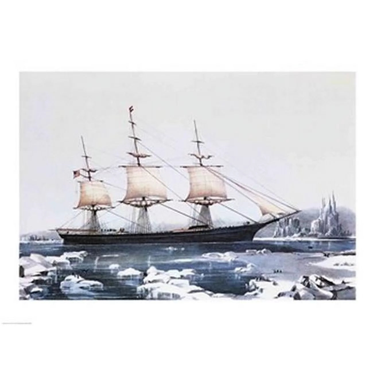 Clipper Ship Red Jacket in The Ice Off Cape Horn on Her Passage From Australia To Liverpool Poster Print - 24 x 18 in.