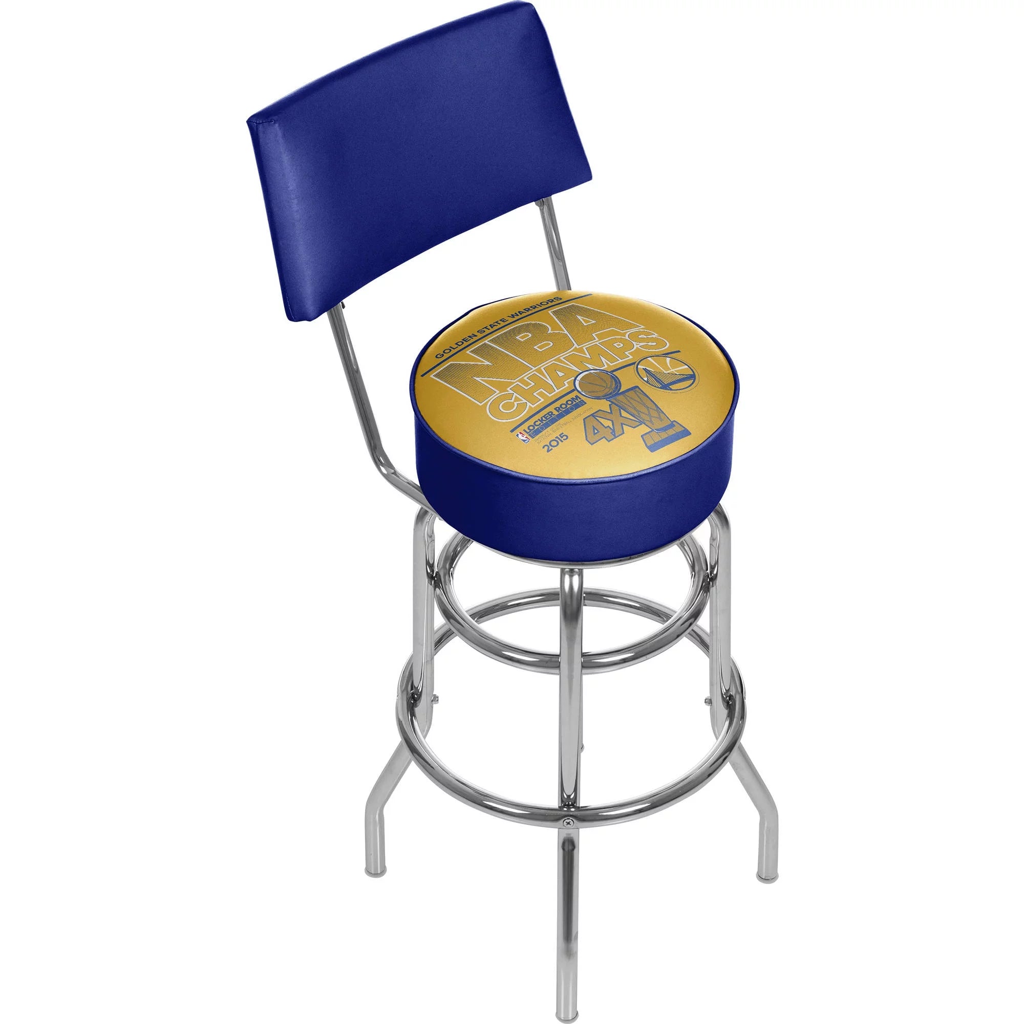 Trademark Gameroom Golden State Warriors NBA Champs Bar Stool with Back Rest