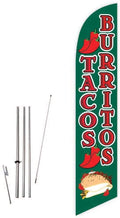 Cobb Promo Tacos & Burritos Green Feather Flag with Complete 15ft Pole kit and Ground Spike