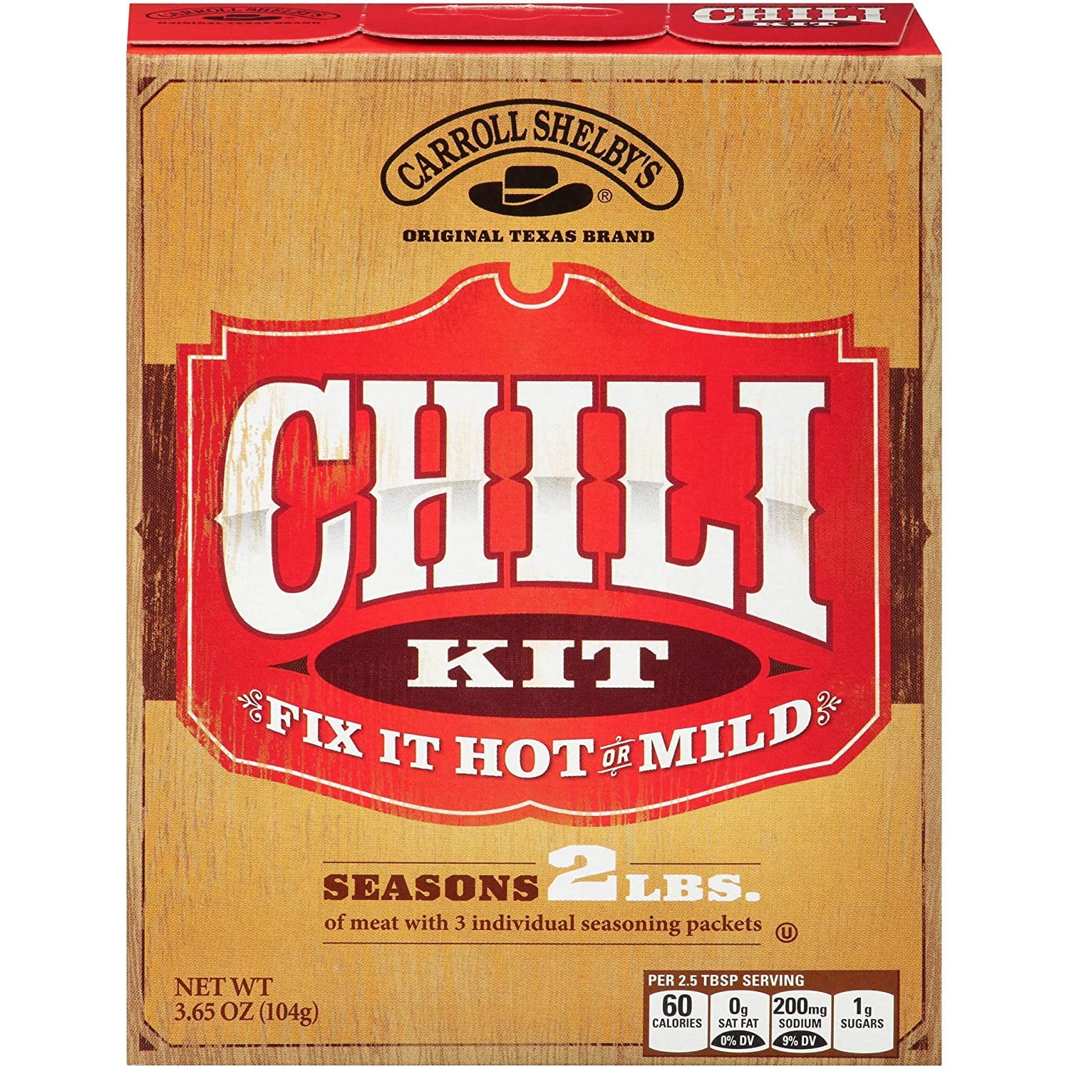 Carroll Shelby's Original Texas Chili Mix Kit, 3-Pack 3.65 Ounce Box