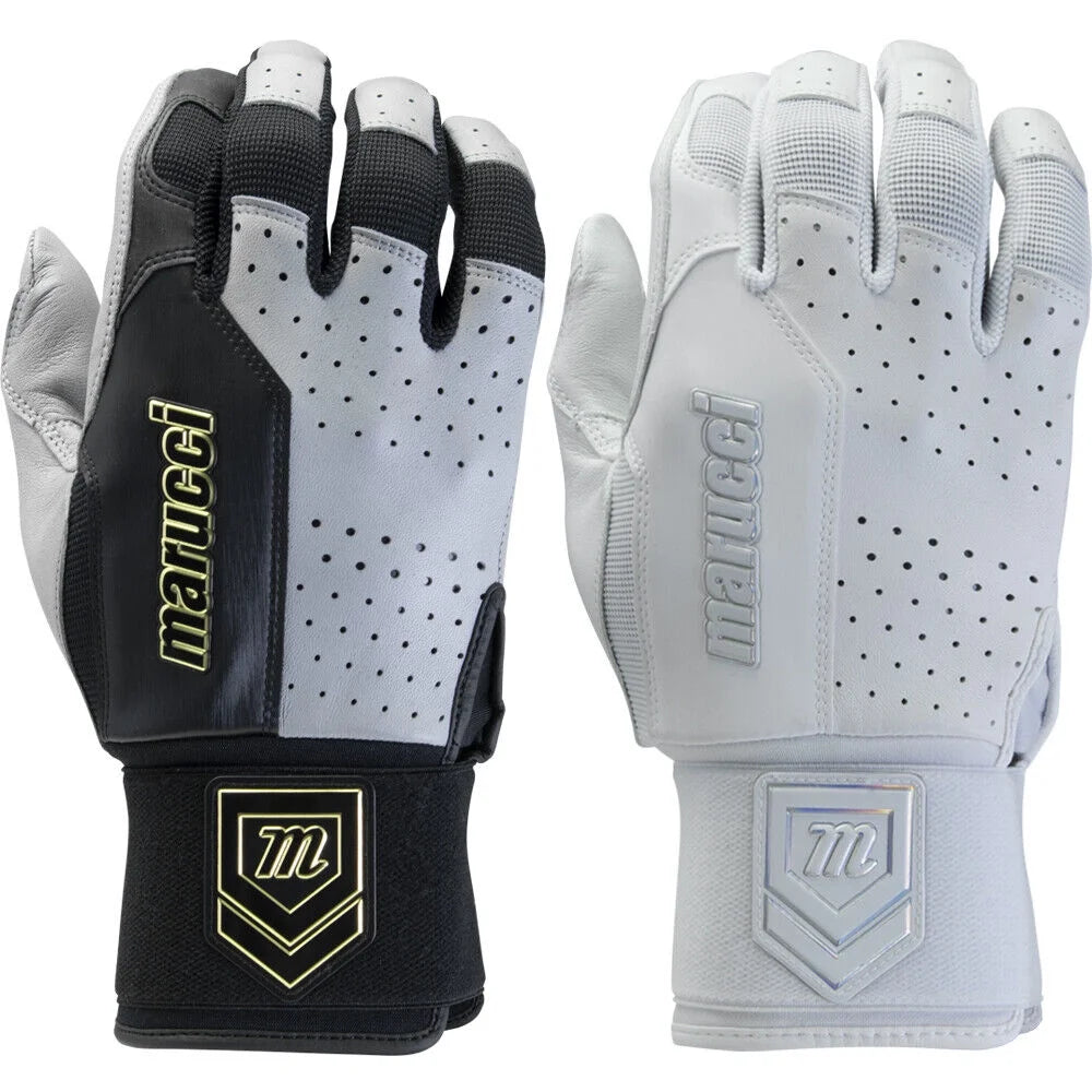 Marucci Adult Luxe Batting Gloves Grey/Black Small /Grey|Black