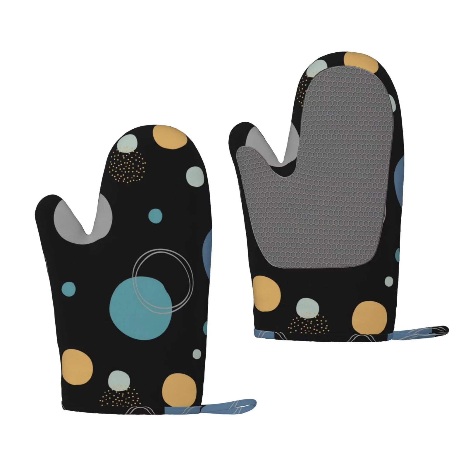 ZNDUO Kitchen Oven Gloves, Durable Heat Resistant Oven Gloves with Quilted Liner Non-Slip Textured Grip Perfect for BBQ, Baking, Cooking and Grilling, Create Pocal Dots