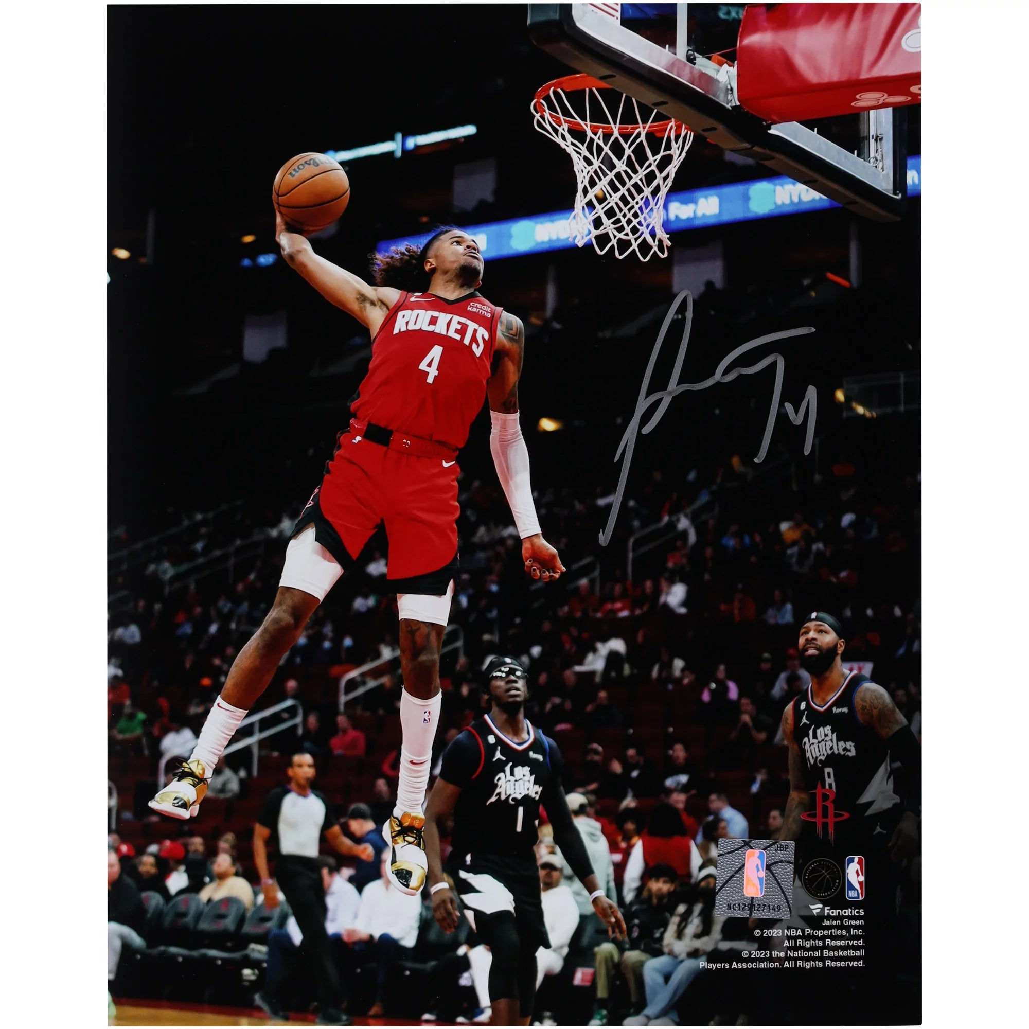 Jalen Green Houston Rockets Autographed 8 x 10 Dunk vs. Los Angeles Clippers Photograph - Fanatics Authentic Certified