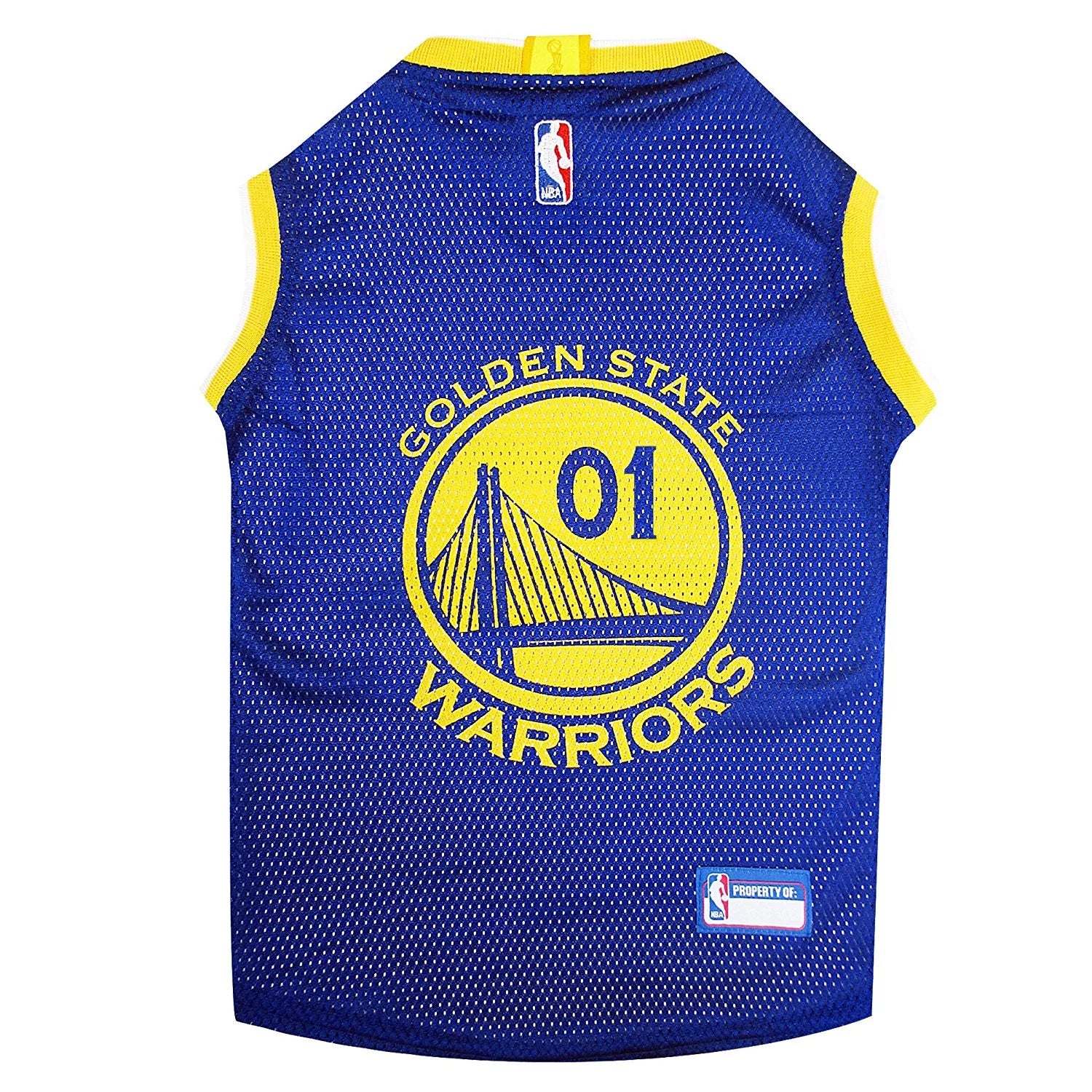 Pets First NBA Golden State Warriors Mesh Basketball Jersey for DOGS & CATS - Licensed, Comfy Mesh, 21 Basketball Teams / 5 sizes