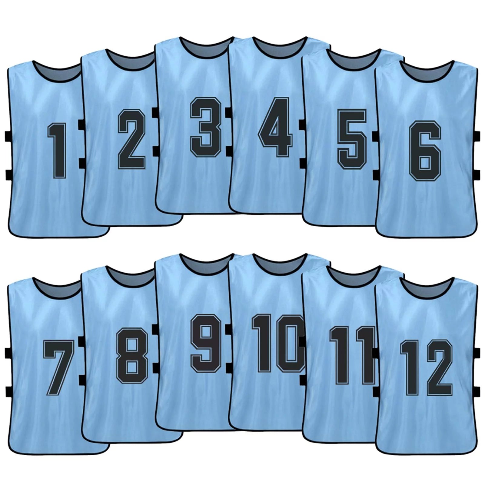 Tomfoto 12PCS Kid's Football Pinnies Quick Drying Soccer Jerseys Youth Sports Scrimmage Basketball Team Training Numbered Bibs Practice Sports Vest