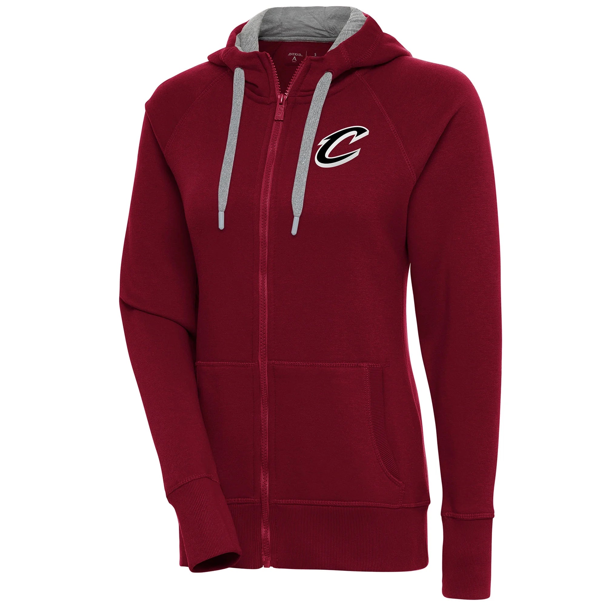 Women's Antigua  Wine Cleveland Cavaliers Brushed Metallic Victory Full-Zip Hoodie