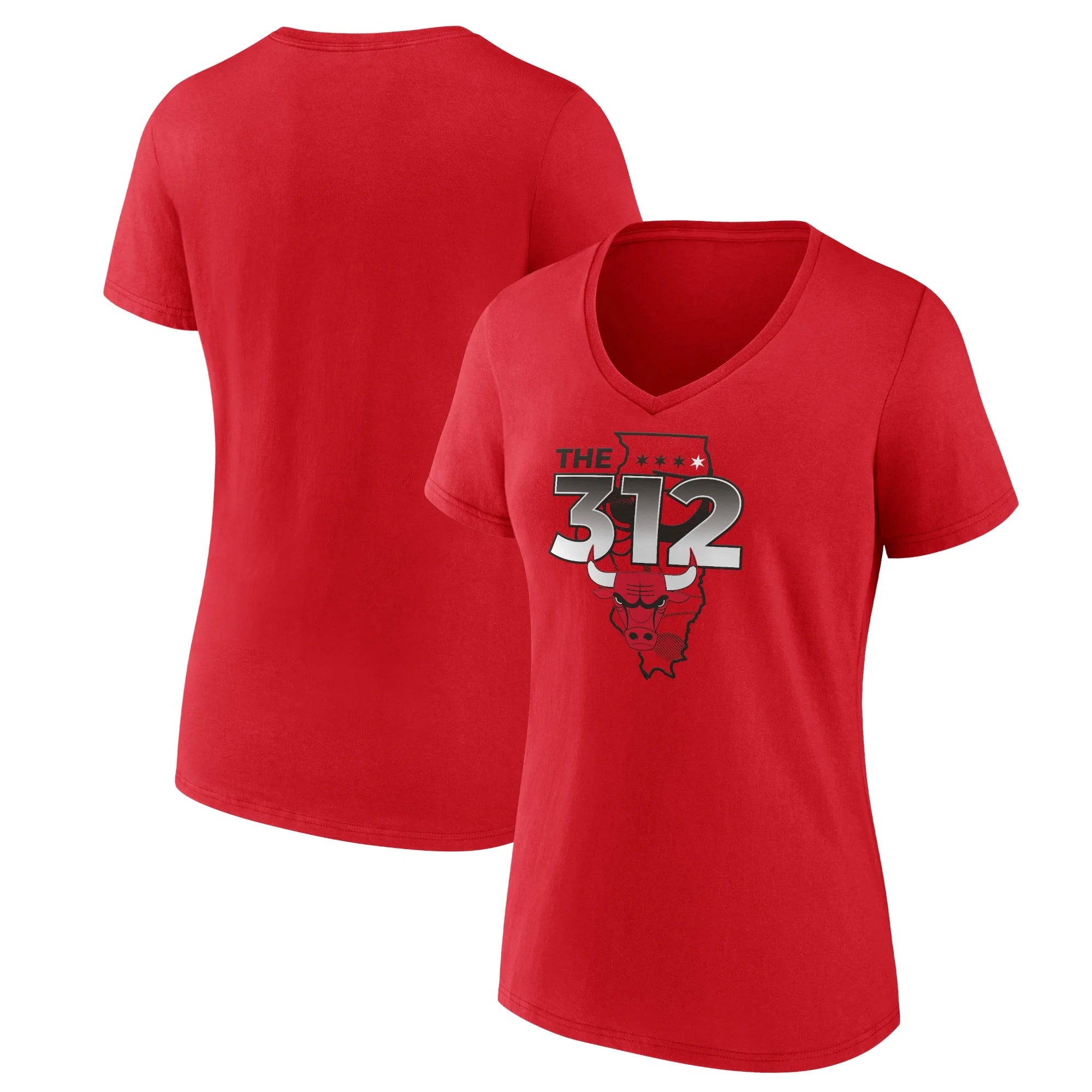 Men's Fanatics Branded Red Chicago Bulls Pick & Roll Coverage V-Neck T-Shirt