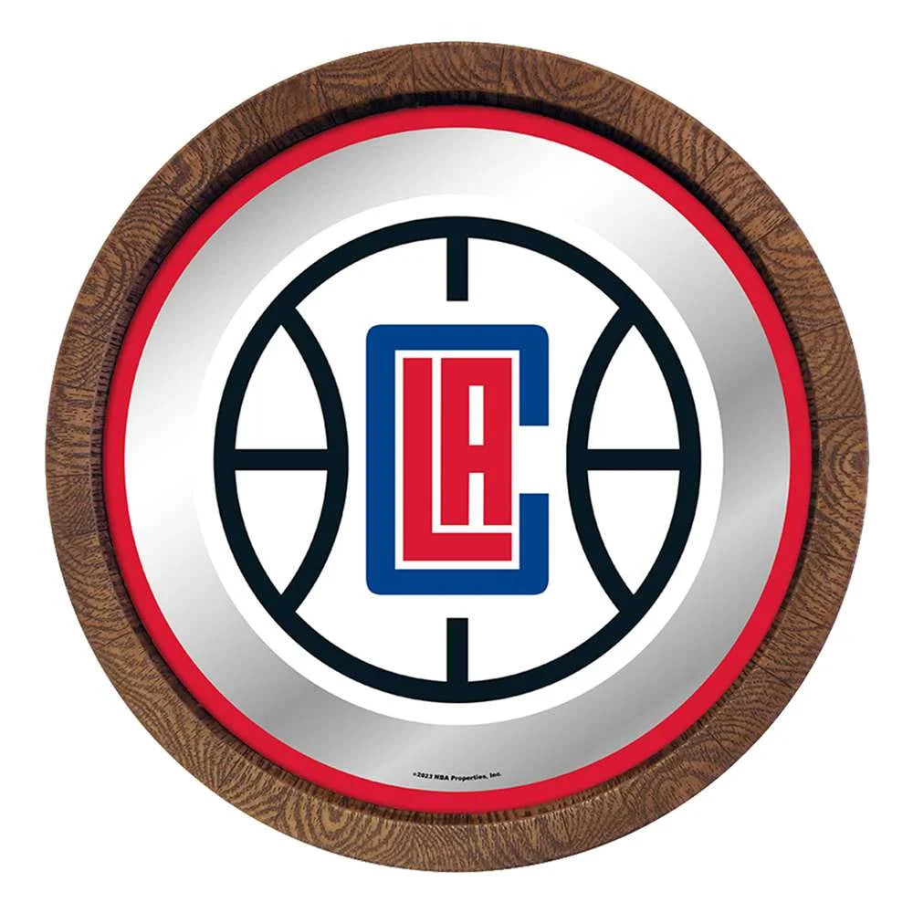 Los Angeles Clippers: Faux Barrel Top Mirrored Wall Sign