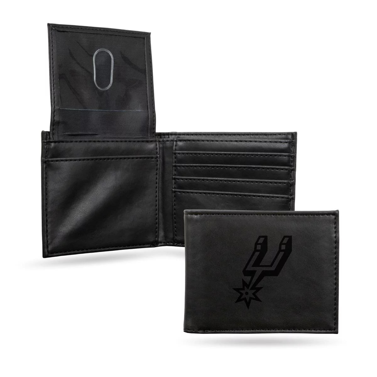 San Antonio NBA Spurs Laser Engraved Black Billfold Wallet