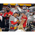 Patrick Mahomes and Travis Kelce Kansas City Chiefs Unsigned 2021 AFC Championship Celebration Photograph
