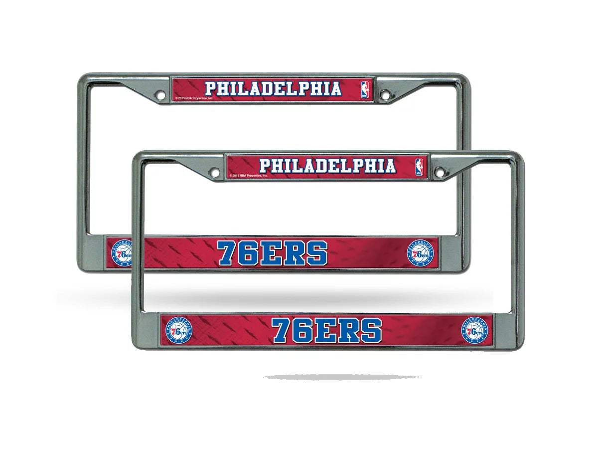 Philadelphia NBA 76'ers Chrome Metal Sixers License Plate Frame - Set of 2