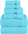 100% Turkish Carde Cotton 6 Piece Towel Set, 620 GSM Towels for Bathroom, Super Soft 2 Bath Towels 2 Hand Towels 2 Washcloths, Aqua