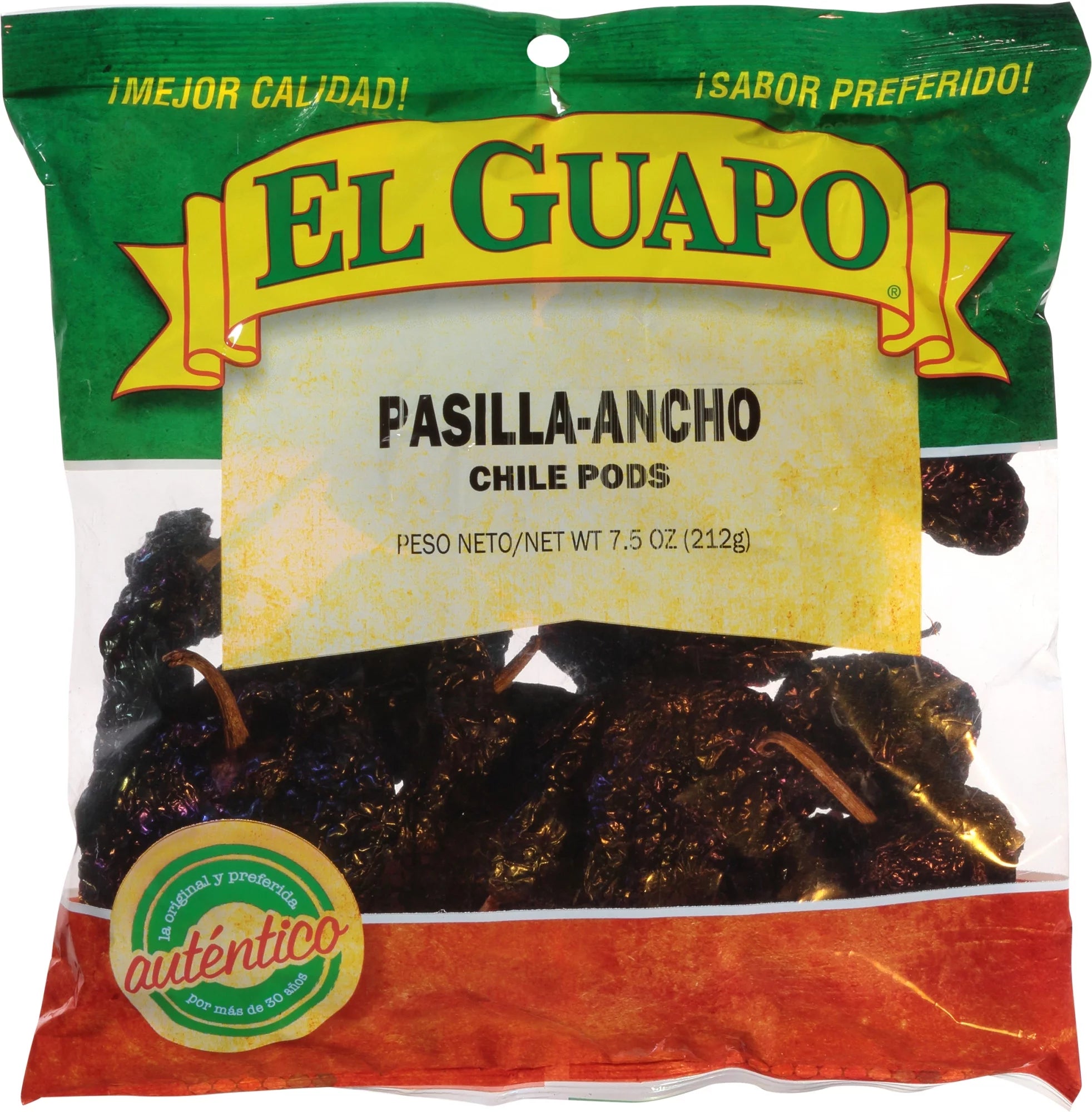 El Guapo Whole Pasilla Ancho Chile (Chile Pasilla Ancho), 7.5 oz Bag