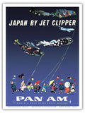 Japan by Jet Clipper - Koinobori (Carp Streamers) - Pan American - Vintage Airline Travel Poster by Aaron Fine c.1960s - Master Art Print (Unframed) 9in x 12in