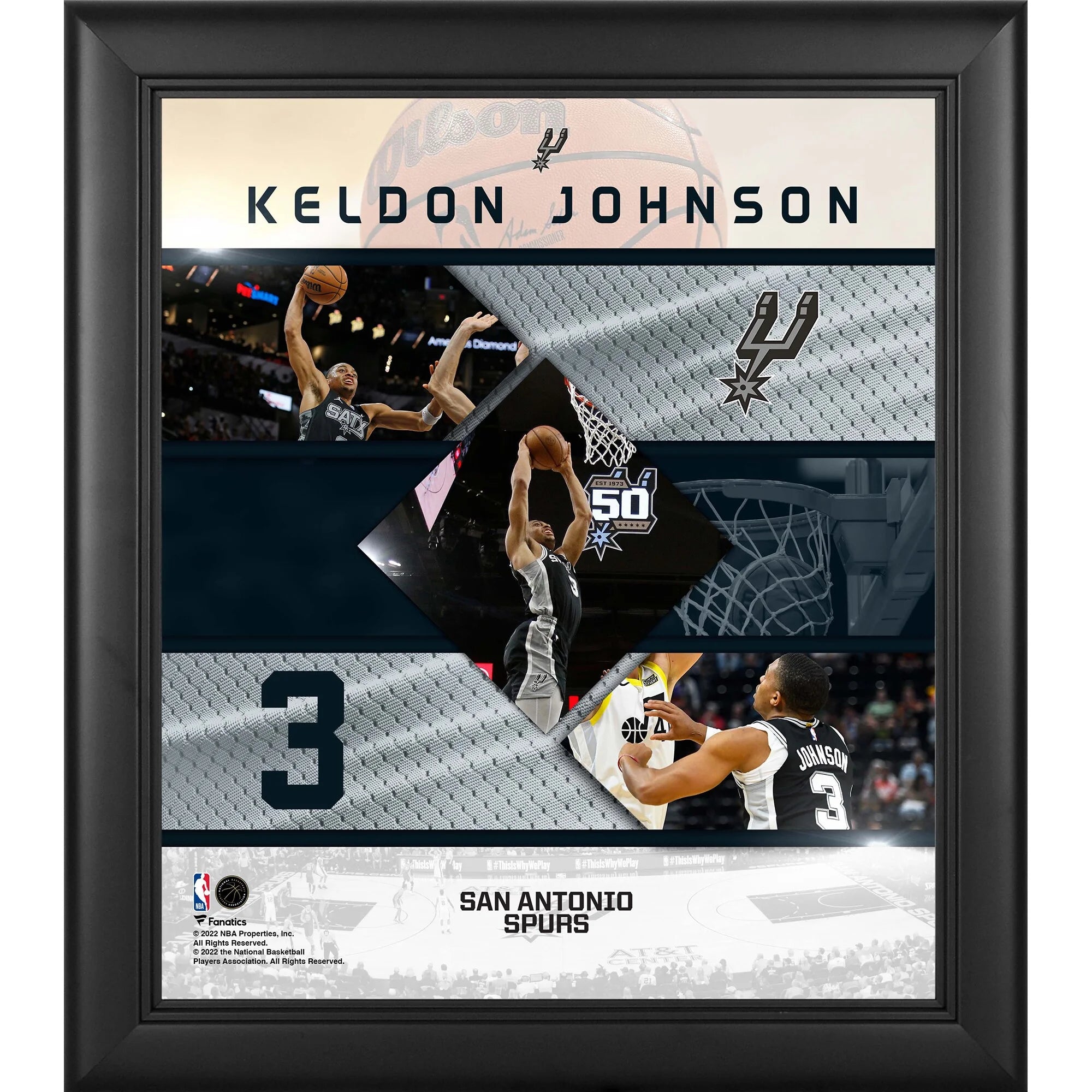 Keldon Johnson San Antonio Spurs Framed 15 x 17 Stitched Stars Collage