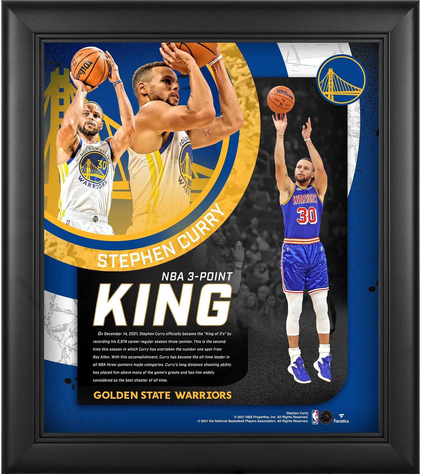 Stephen Curry Golden State Warriors Framed 15 x 17 NBA All-Time 3 Point Leader Collage