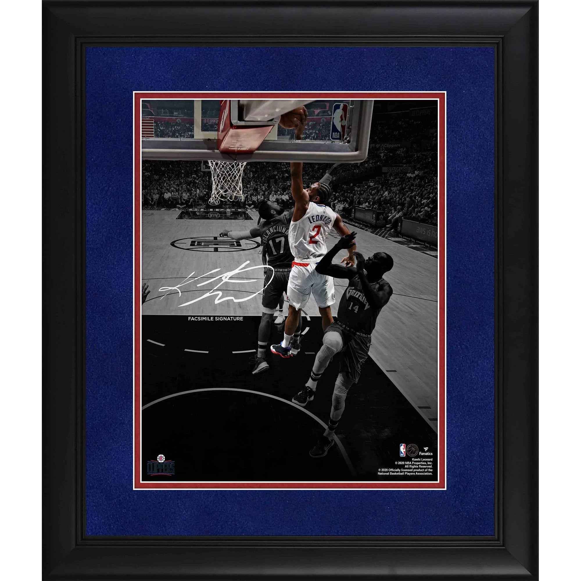 Kawhi Leonard LA Clippers Framed 11 x 14 Spotlight Photograph - Facsimile Signature - Fanatics Authentic Certified