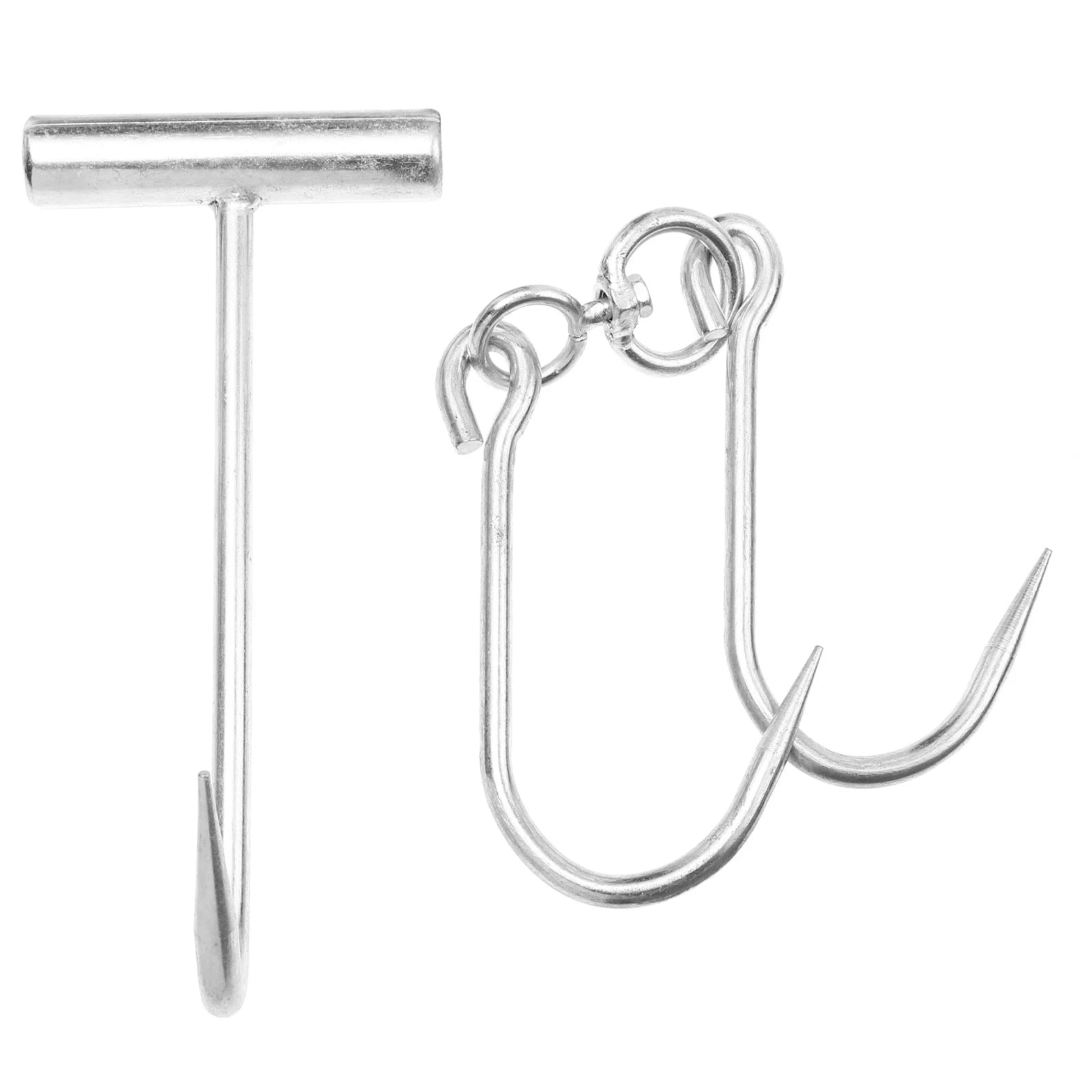 Qumonin 2pcs Stainless Steel T Hooks for Meat and Grill Hanger
