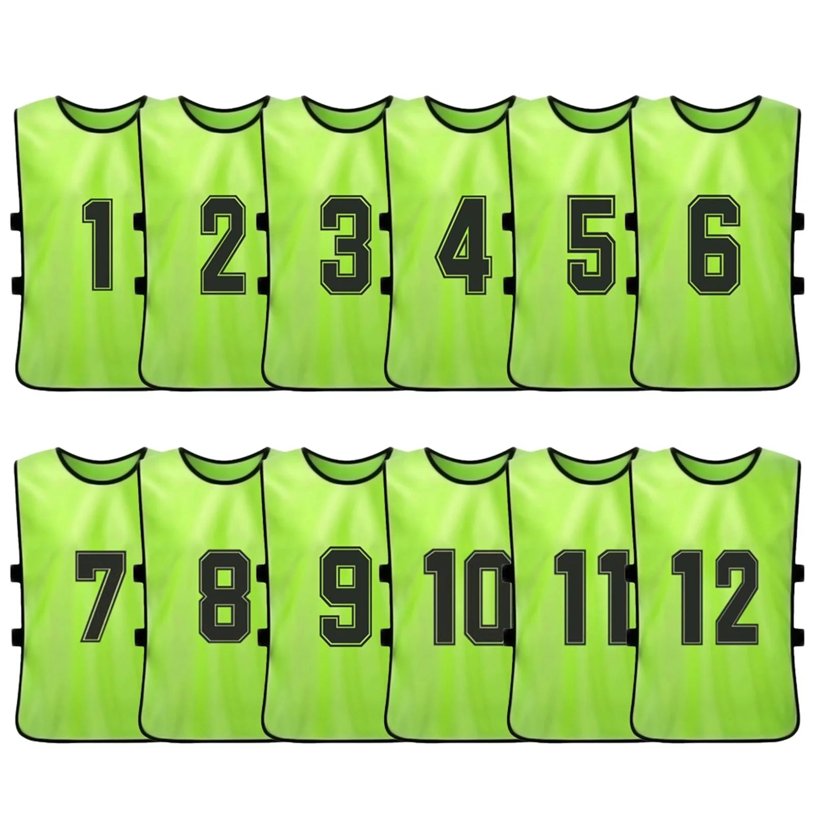 Anself 12PCS Kid's Football Pinnies Quick Drying Soccer Jerseys Youth Sports Scrimmage Basketball Team Training Numbered Bibs Practice Sports Vest