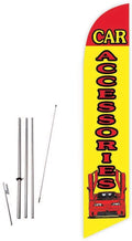Cobb Promo Car Accessories Yellow/Red Feather Flag with Complete 15ft Pole kit and Ground Spike