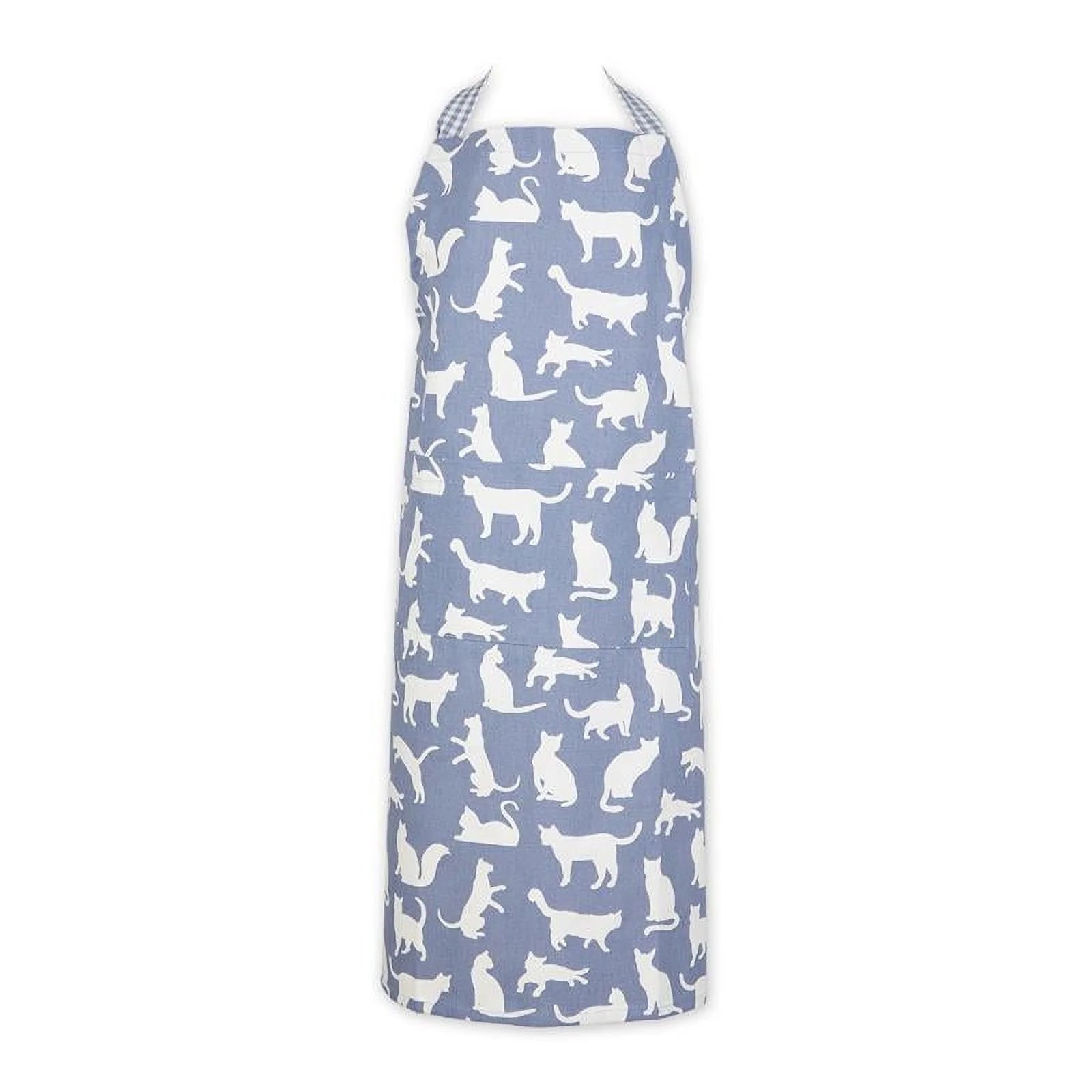 Stonewash Blue Cat Print Chef Apron