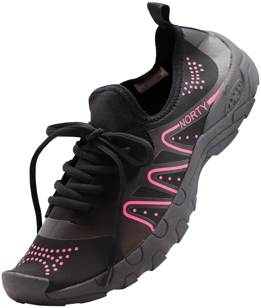 Norty Men's Women's Drainage Quick Dry Water Shoe Aqua Sock Beach Pool Sports 41343-5B(M)US Black/Fuchsia