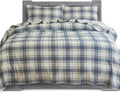100% Cotton Flannel Sheets Set - Flannel Sheets Full, 4-Piece Flannel Bed Sheets - Lightweight Bedding, Brushed for Extra Softness,Warm, Breathable, 16 Deep Pocket Twin XL, Plaid-Navy/Aqua