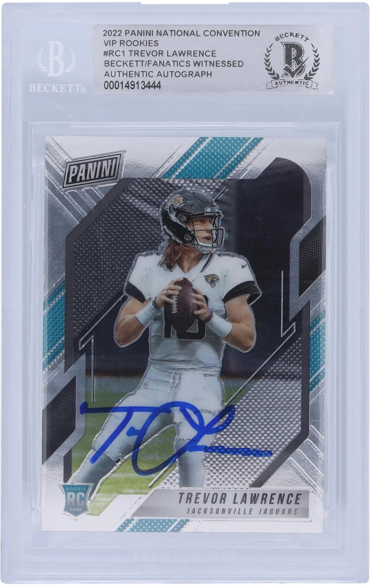 Trevor Lawrence Jacksonville Jaguars Autographed 2022 Panini The National VIP #RC1 Beckett Fanatics Witnessed Authenticated Card - Fanatics Authentic Certified
