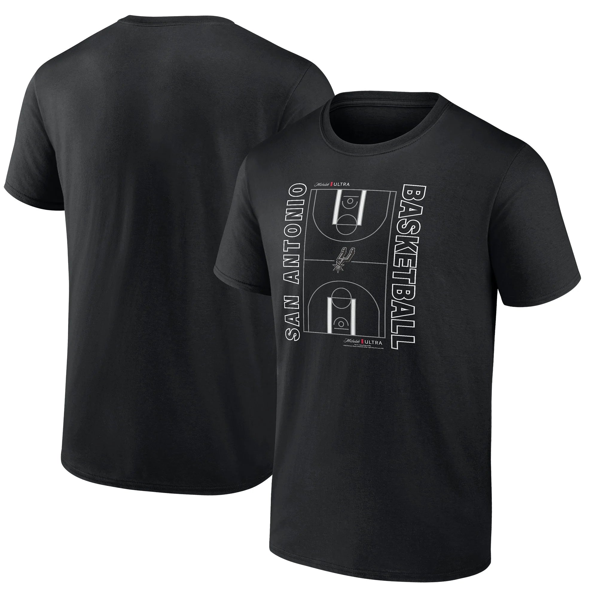 Men's Fanatics Branded  Black San Antonio Spurs Michelob Ultra Full Court T-Shirt